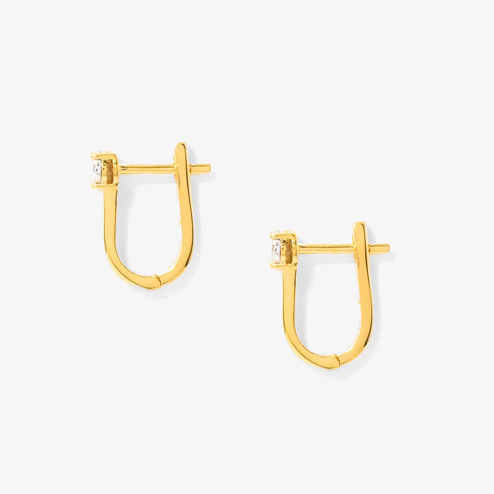 Diamond J Hook Earrings in 10K White and Yellow Gold (0.10 ct tw)