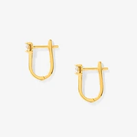Diamond J Hook Earrings in 10K White and Yellow Gold (0.10 ct tw)