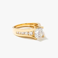 Lab Grown Princess Cut Diamond Engagement Ring 14K Yellow Gold (2.6