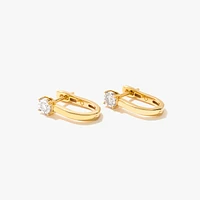 Diamond J Hook Earrings in 10K White and Yellow Gold (0.10 ct tw)