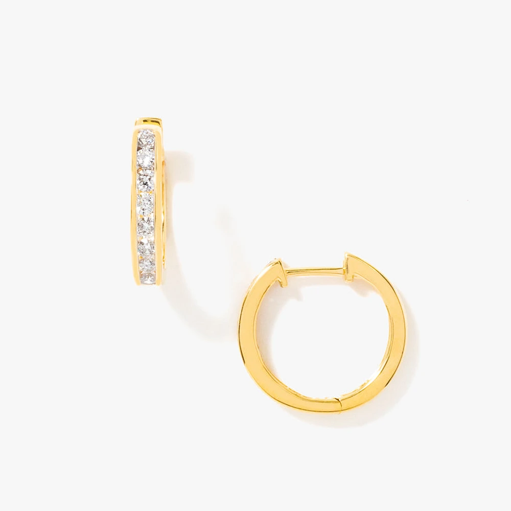 Channel Set Diamond Hoop Earrings in 10K Yellow Gold (0.70 ct tw)