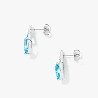 Blue Topaz Earrings in 10K White Gold