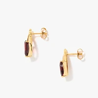 Garnet Earrings in 10K Yellow Gold