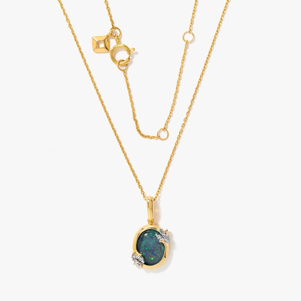 Dark Opal Necklace in 10K Yellow Gold