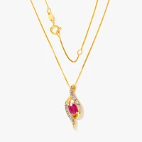 Oval Ruby Necklace in 10K Yellow Gold