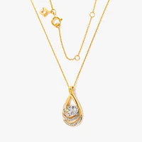 Diamond Cluster Necklace in 10K Yellow and White Gold (0.10 ct tw)