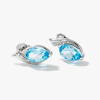 Blue Topaz Earrings in 10K White Gold