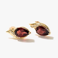 Garnet Earrings in 10K Yellow Gold