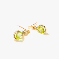 Pear Shape Peridot Earrings in 10K Yellow Gold