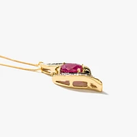 Oval Ruby Necklace in 10K Yellow Gold