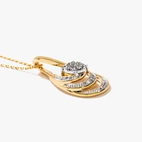 Diamond Cluster Necklace in 10K Yellow and White Gold (0.10 ct tw)
