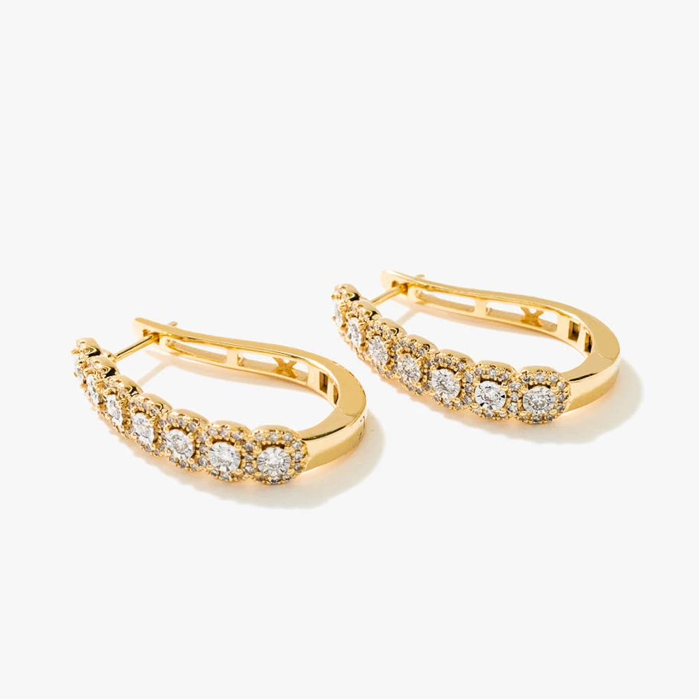 J Hoop Earrings in 10K Yellow and White Gold (1.00 ct tw)