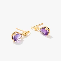 Amethyst Earrings in 10K Yellow Gold