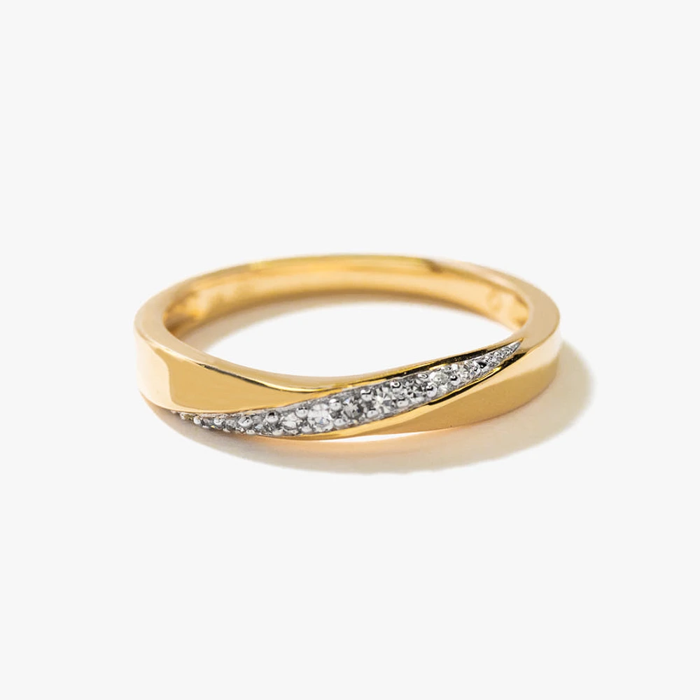 Diamond Twist Wedding band 10K Yellow Gold (0.06 ct tw)
