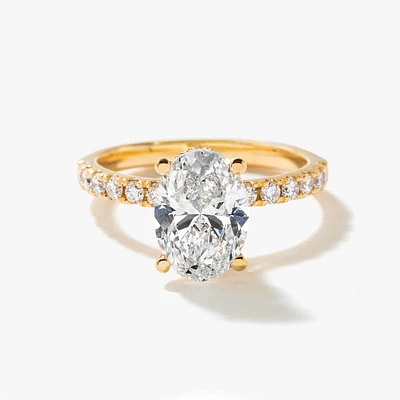 Oval Lab-Grown Diamond Engagement Ring with Hidden Halo 14K Yellow