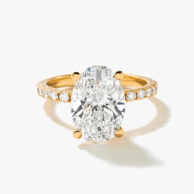 Oval Lab-Grown Diamond Engagement Ring with Hidden Halo 14K Yellow