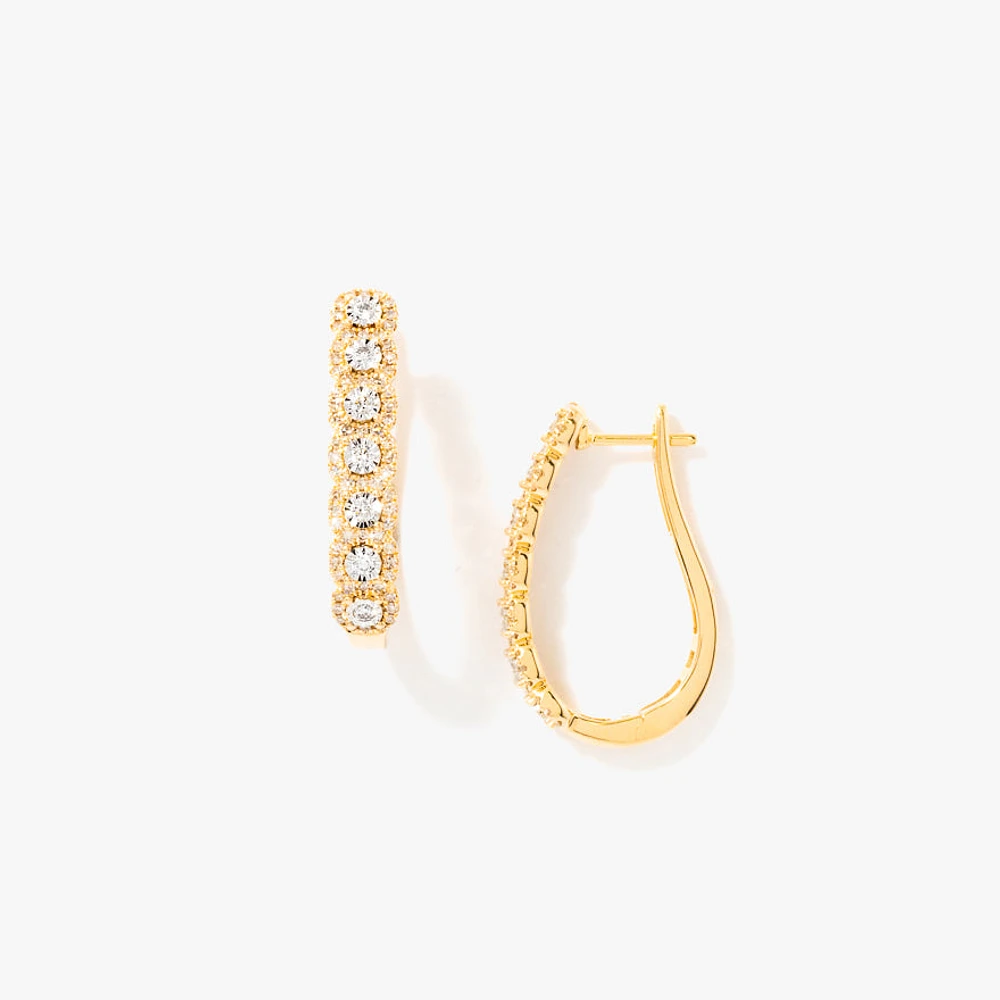 J Hoop Earrings in 10K Yellow and White Gold (1.00 ct tw)