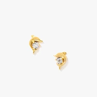 Diamond Dolphin Earrings in 10K Yellow and White Gold (0.05 ct tw)