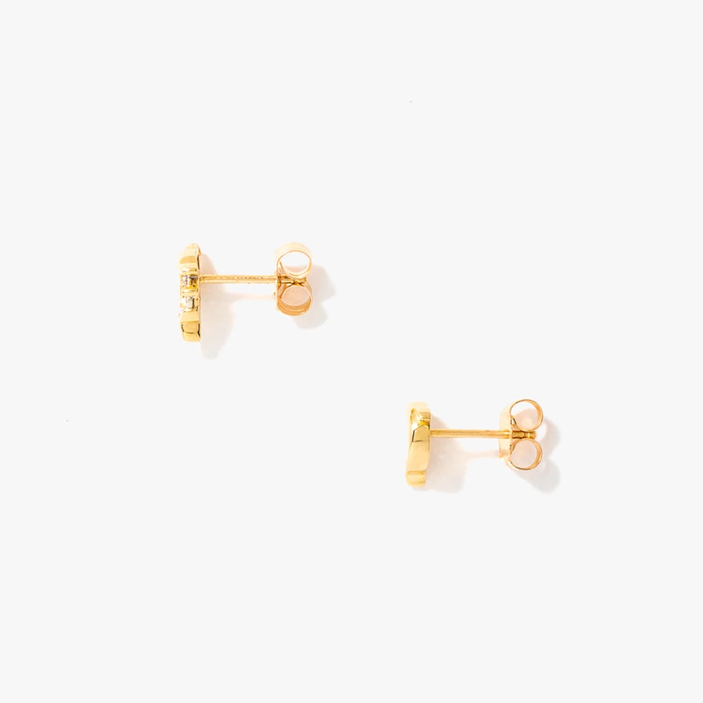 Diamond Dolphin Earrings in 10K Yellow and White Gold (0.05 ct tw)