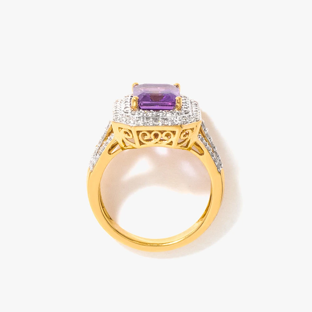 Amethyst Ring 10K Yellow Gold