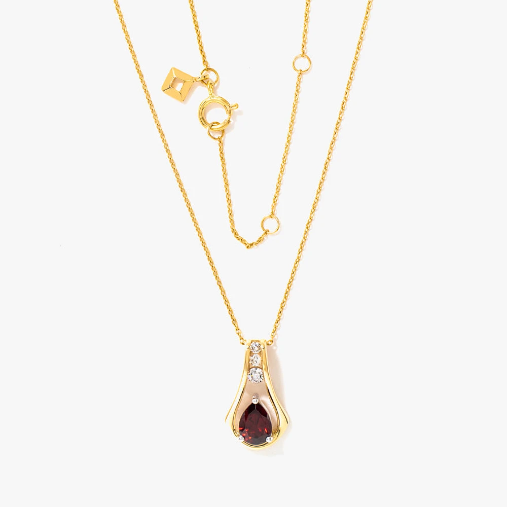 Garnet Necklace in 10K Yellow and White Gold