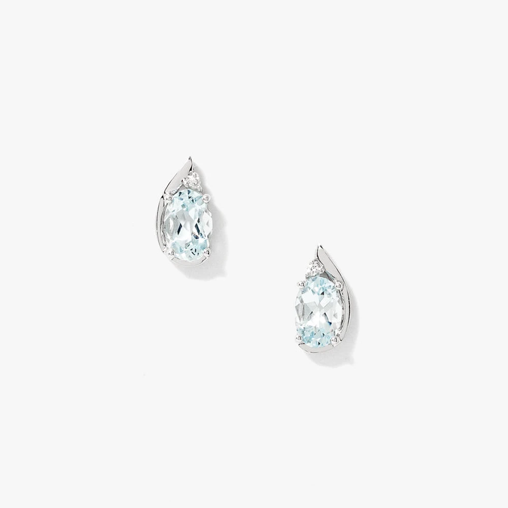 Aquamarine Earrings in 10K White Gold