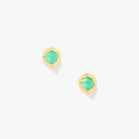 Emerald Stud Earrings in 10K Yellow Gold
