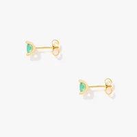 Emerald Stud Earrings in 10K Yellow Gold