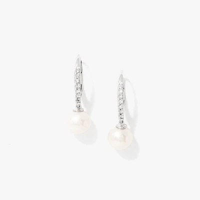 Pearl Earrings in 10K White Gold