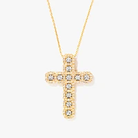 10K Yellow and White Gold Diamond Cross Pendant (0.75ct tw)