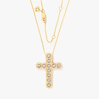 10K Yellow and White Gold Diamond Cross Pendant (0.75ct tw)
