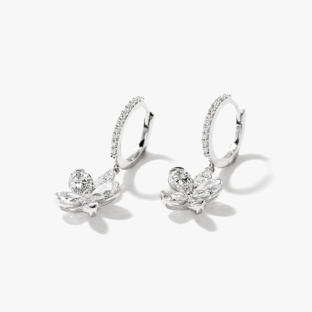 Lab Grown Diamond Flower Earrings in 14K White Gold (1.76 ct tw)