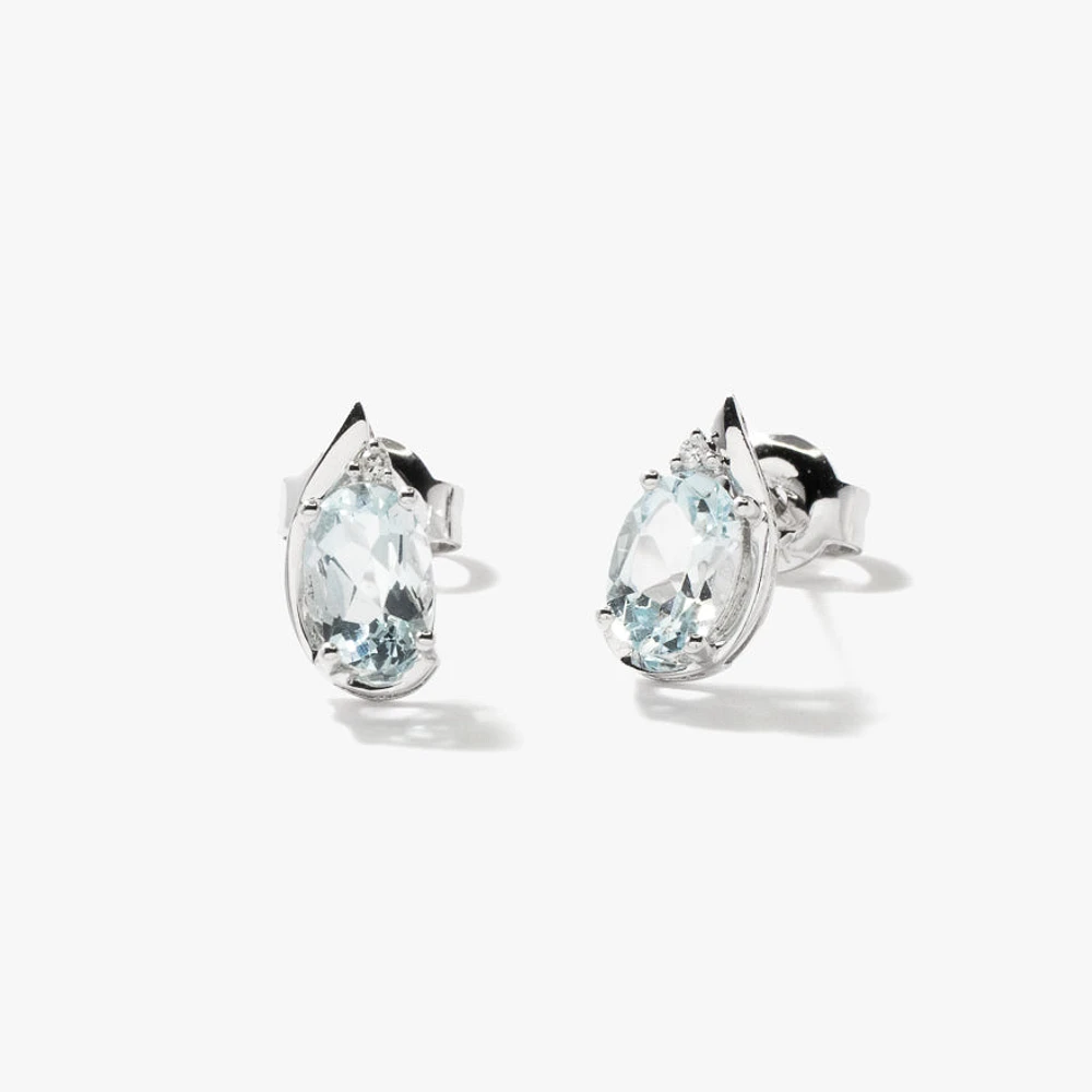 Aquamarine Earrings in 10K White Gold