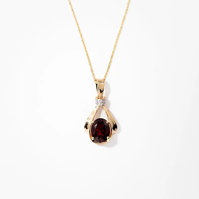 Garnet Necklace in 14K Yellow Gold