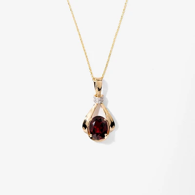 Garnet Necklace in 14K Yellow Gold