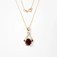 Garnet Necklace in 14K Yellow Gold