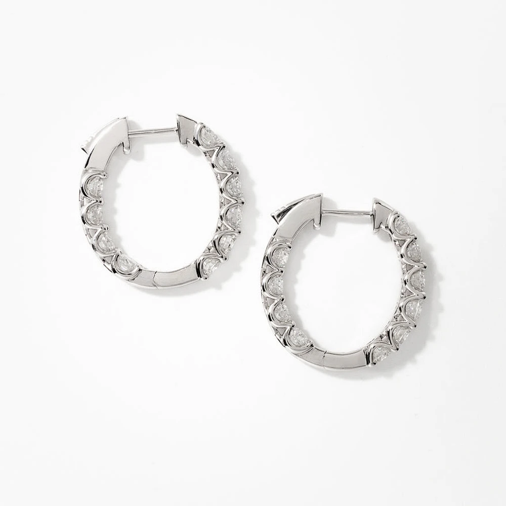 Lab Grown Diamond Hoop Earrings in 14K White Gold (3.00 ct tw)
