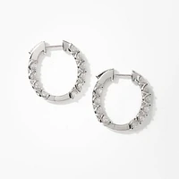Lab Grown Diamond Hoop Earrings in 14K White Gold (3.00 ct tw)