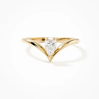 Pear Shape Lab Grown Diamond Promise Ring 10K Yellow Gold (0.30 ct