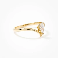 Pear Shape Lab Grown Diamond Promise Ring 10K Yellow Gold (0.30 ct