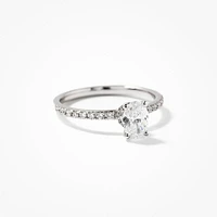 Lab Grown Oval Cut Diamond Engagement Ring 14K White Gold (0.75 ct