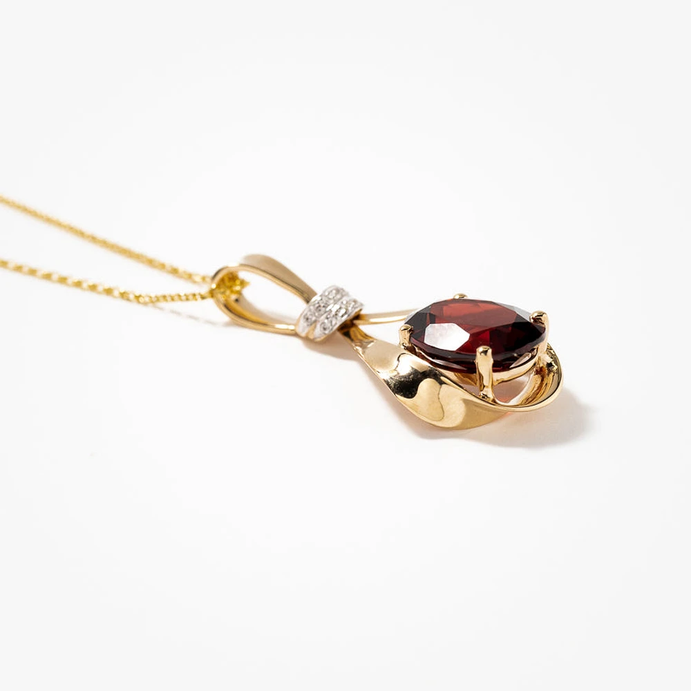 Garnet Necklace in 14K Yellow Gold