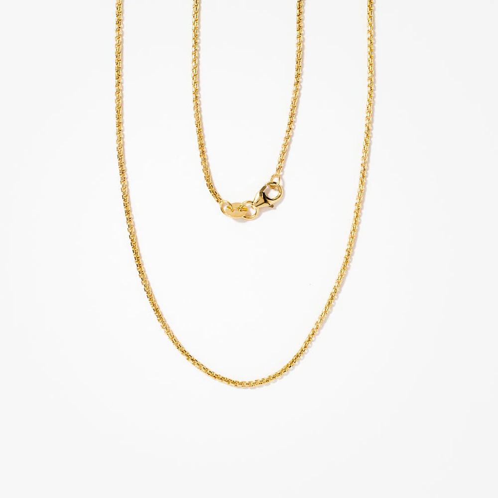 10K Yellow Gold 1.40 mm Diamond Cut Round Box Chain (18")