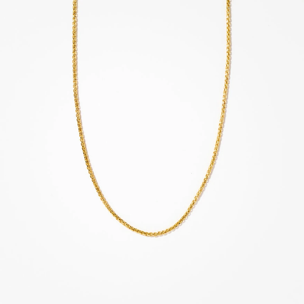 10K Yellow Gold 1.40 mm Diamond Cut Round Box Chain (18")