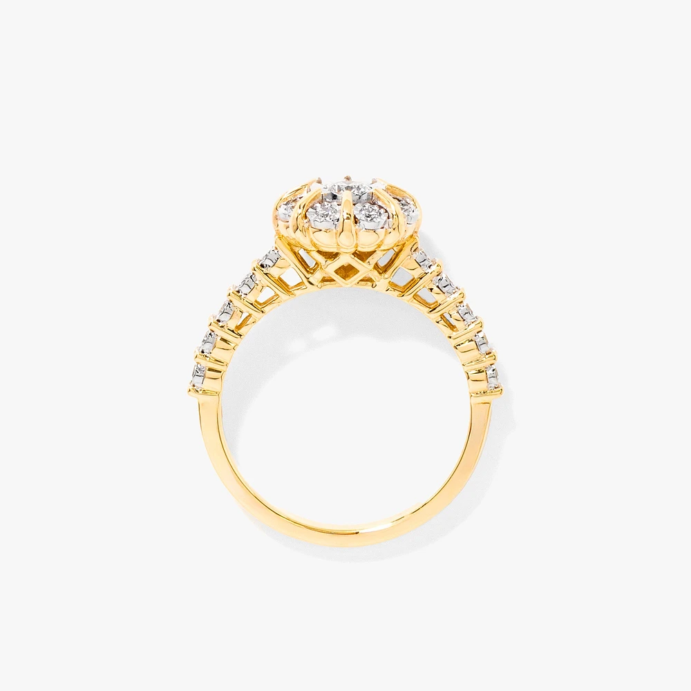 Diamond Cluster Ring 10K Yellow and White Gold (0.35 ct tw)