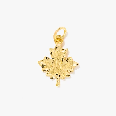 Diamond Cut Maple Leaf Pendant in 10K Yellow Gold