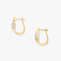 Diamond J-Hoop Earrings in 10K Yellow and White Gold (0.25 ct tw)
