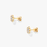 Diamond Cluster Round Stud Earrings in 10K Yellow and White Gold (0.40