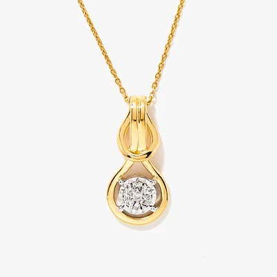 Diamond Knot Necklace in 10K Yellow and White Gold (0.06 ct tw)