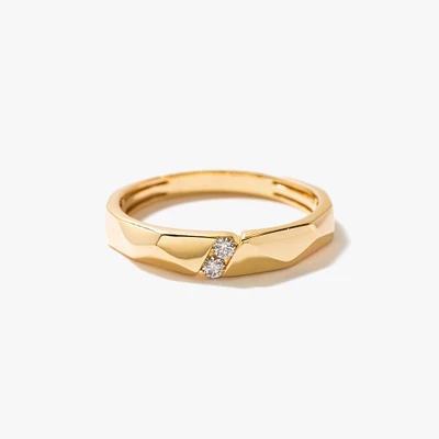 Men's Geometric Wedding Band 10K Yellow Gold (0.06 ct tw)